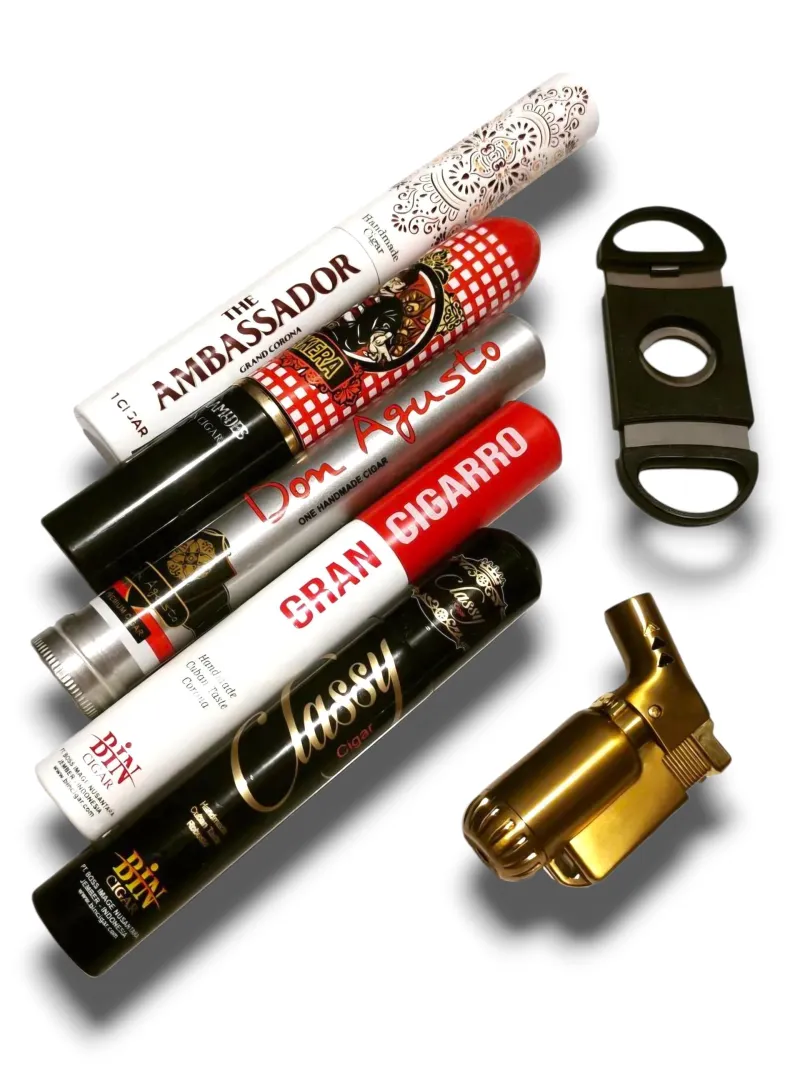 BIN CIGAR TUBOS WITH CUTTER AND LIGHTER