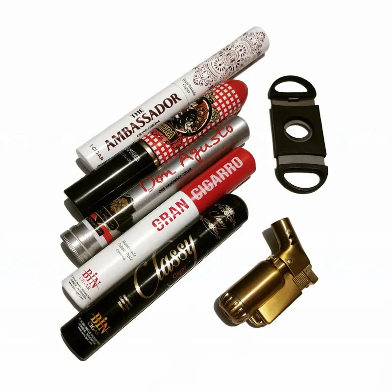 BIN CIGAR TUBOS WITH CUTTER AND LIGHTER
